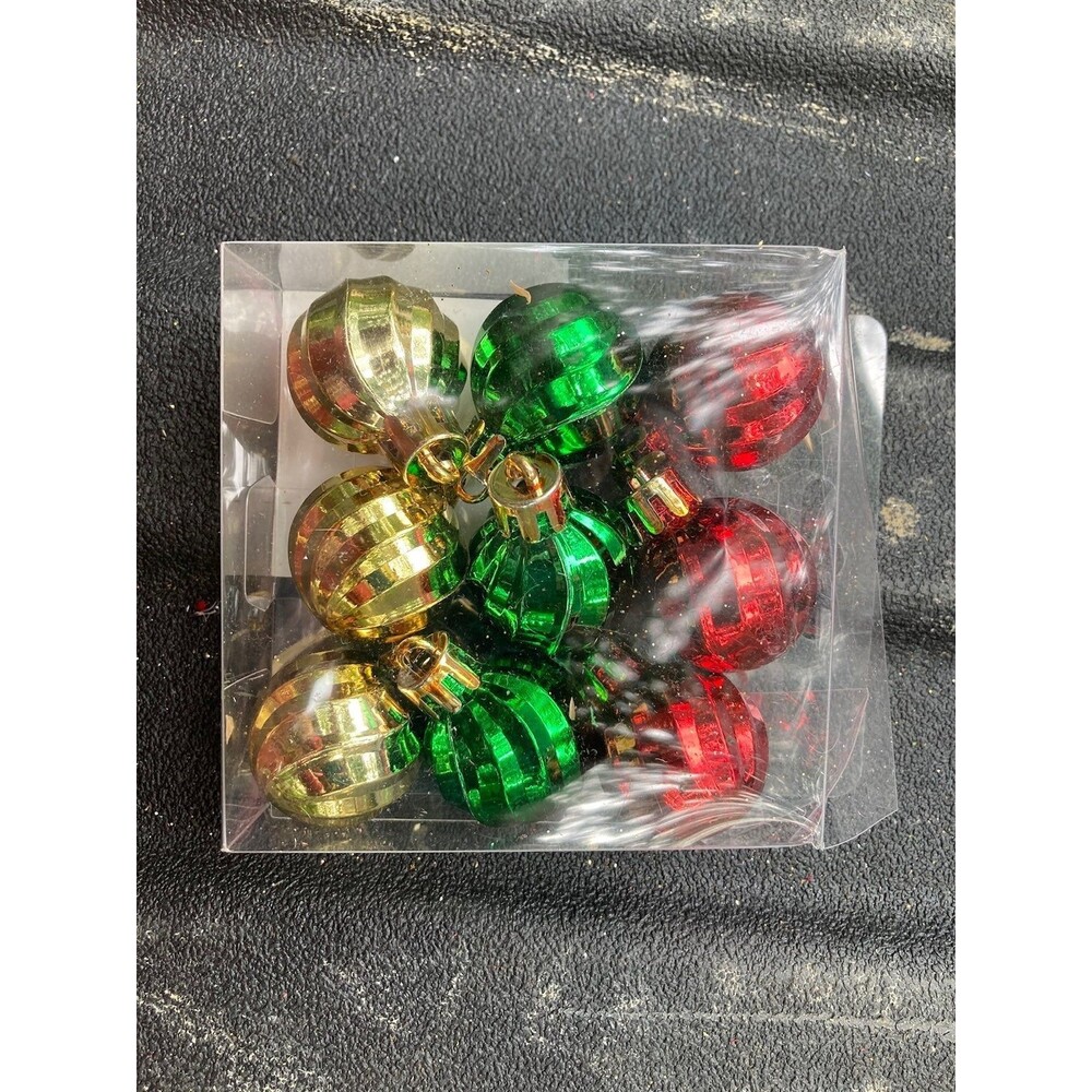 New Mini Christmas Ornaments & Shredded Holiday Packaging LOT Bundle